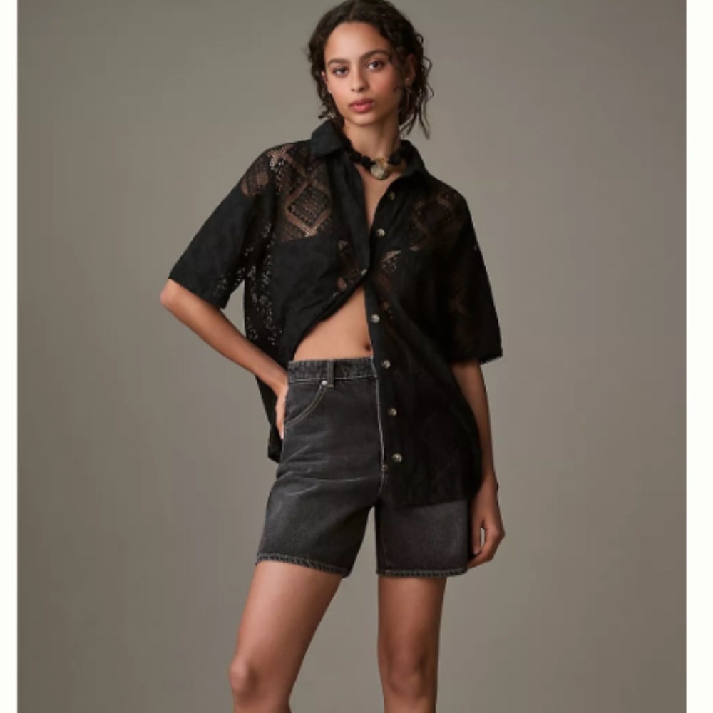 NWT FARM RIO x ANTHROPOLOGIE Short-Sleeve Lace Surf Shirt SIZE M